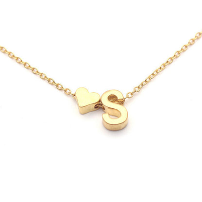 Fashion Tiny Dainty Heart Initial Necklace Personalized Letter Necklace Name Jewelry for women accessories girlfriend gift