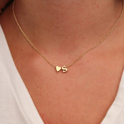 Fashion Tiny Dainty Heart Initial Necklace Personalized Letter Necklace Name Jewelry for women accessories girlfriend gift