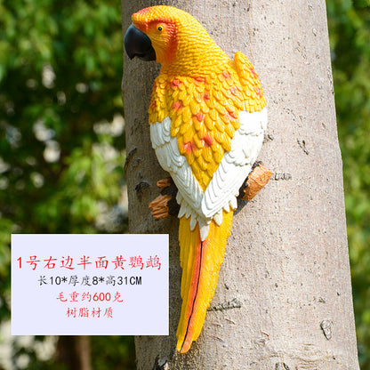 Cross-border supply simulation half-face parrot tree pendant wall decorations wall hanging bird model resin crafts