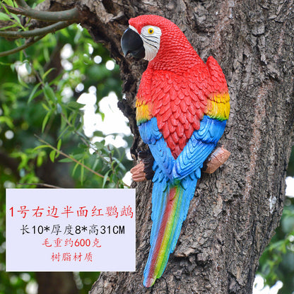 Cross-border supply simulation half-face parrot tree pendant wall decorations wall hanging bird model resin crafts