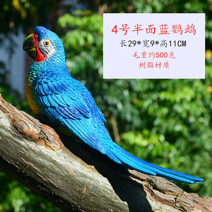 Cross-border supply simulation half-face parrot tree pendant wall decorations wall hanging bird model resin crafts