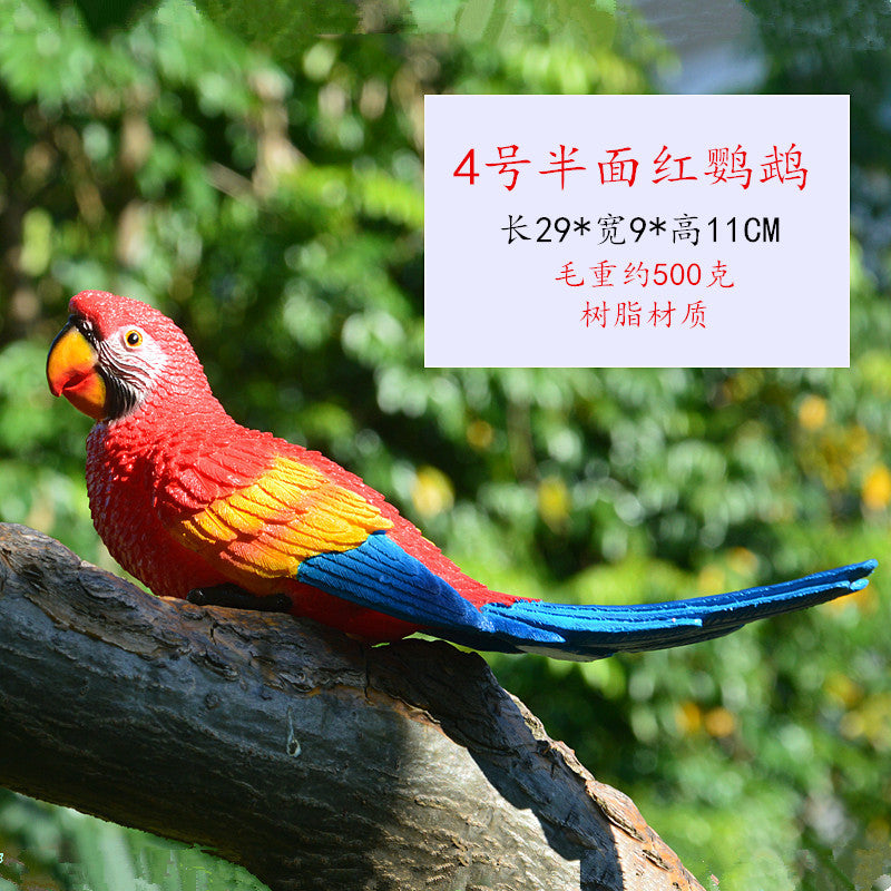 Cross-border supply simulation half-face parrot tree pendant wall decorations wall hanging bird model resin crafts