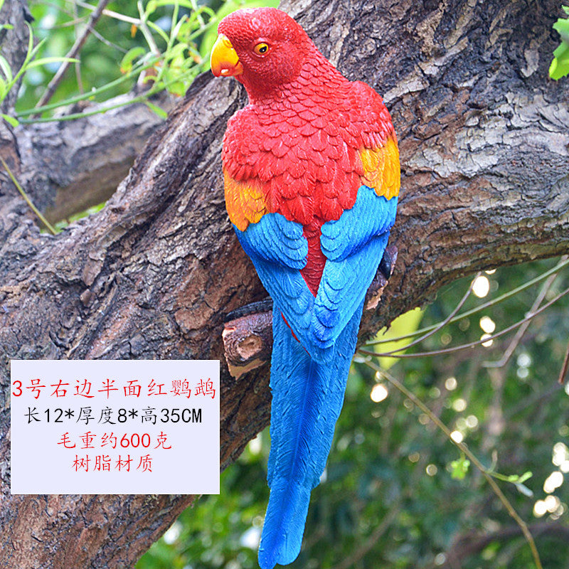 Cross-border supply simulation half-face parrot tree pendant wall decorations wall hanging bird model resin crafts