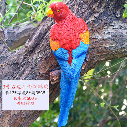 Cross-border supply simulation half-face parrot tree pendant wall decorations wall hanging bird model resin crafts