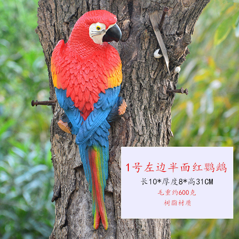 Cross-border supply simulation half-face parrot tree pendant wall decorations wall hanging bird model resin crafts