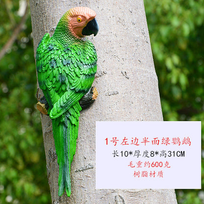 Cross-border supply simulation half-face parrot tree pendant wall decorations wall hanging bird model resin crafts