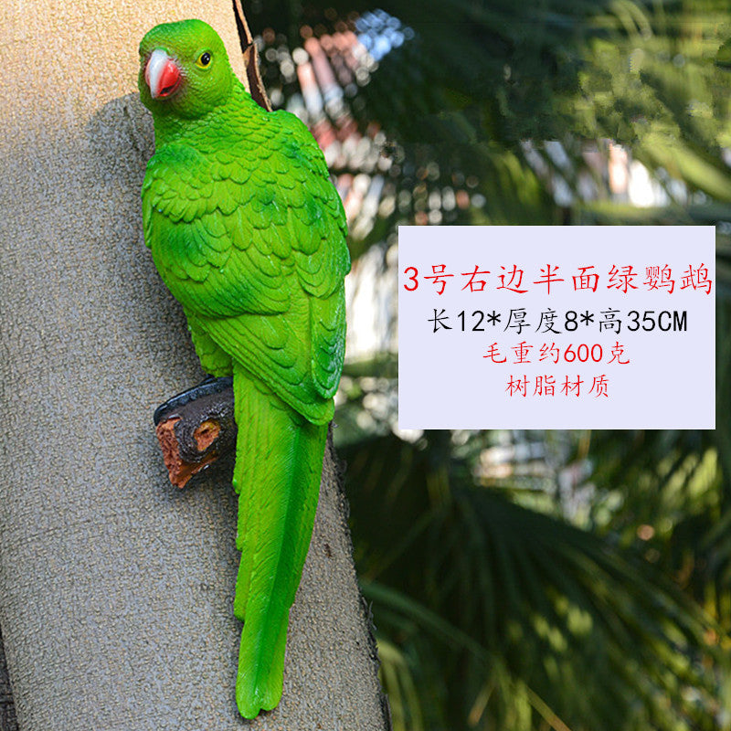 Cross-border supply simulation half-face parrot tree pendant wall decorations wall hanging bird model resin crafts