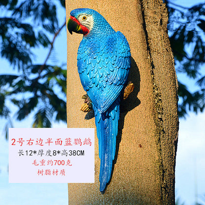 Cross-border supply simulation half-face parrot tree pendant wall decorations wall hanging bird model resin crafts