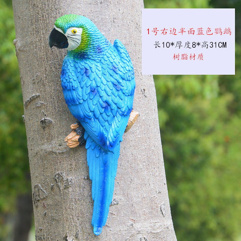 Cross-border supply simulation half-face parrot tree pendant wall decorations wall hanging bird model resin crafts