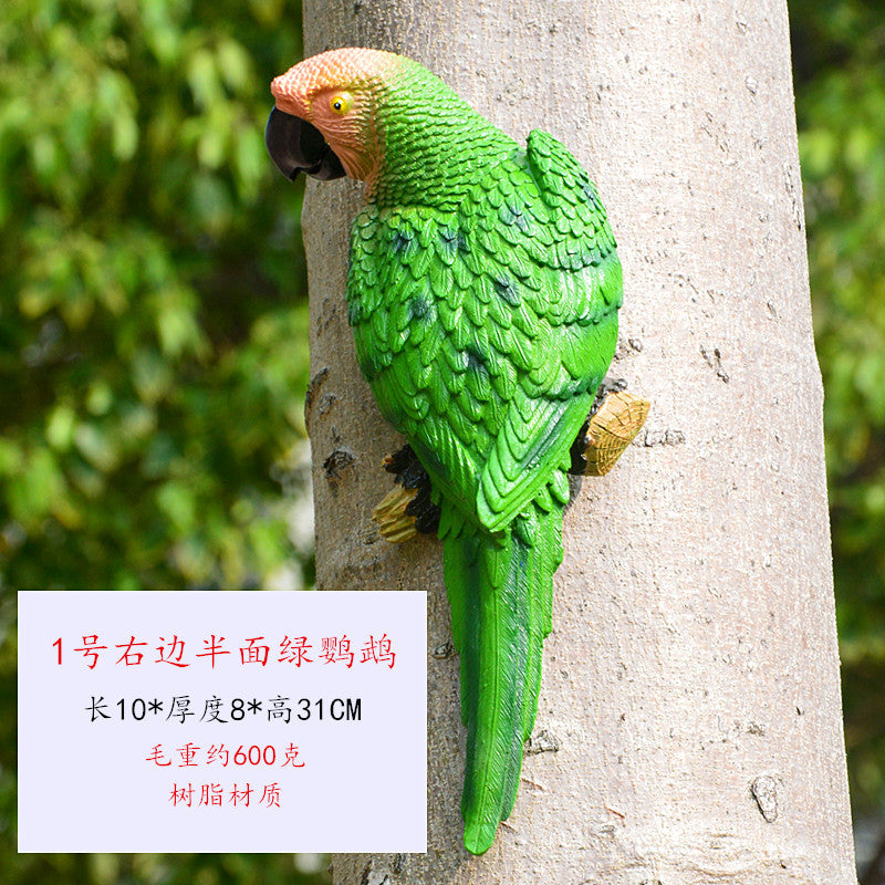 Cross-border supply simulation half-face parrot tree pendant wall decorations wall hanging bird model resin crafts