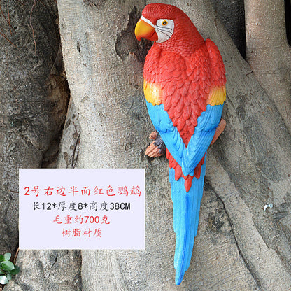 Cross-border supply simulation half-face parrot tree pendant wall decorations wall hanging bird model resin crafts