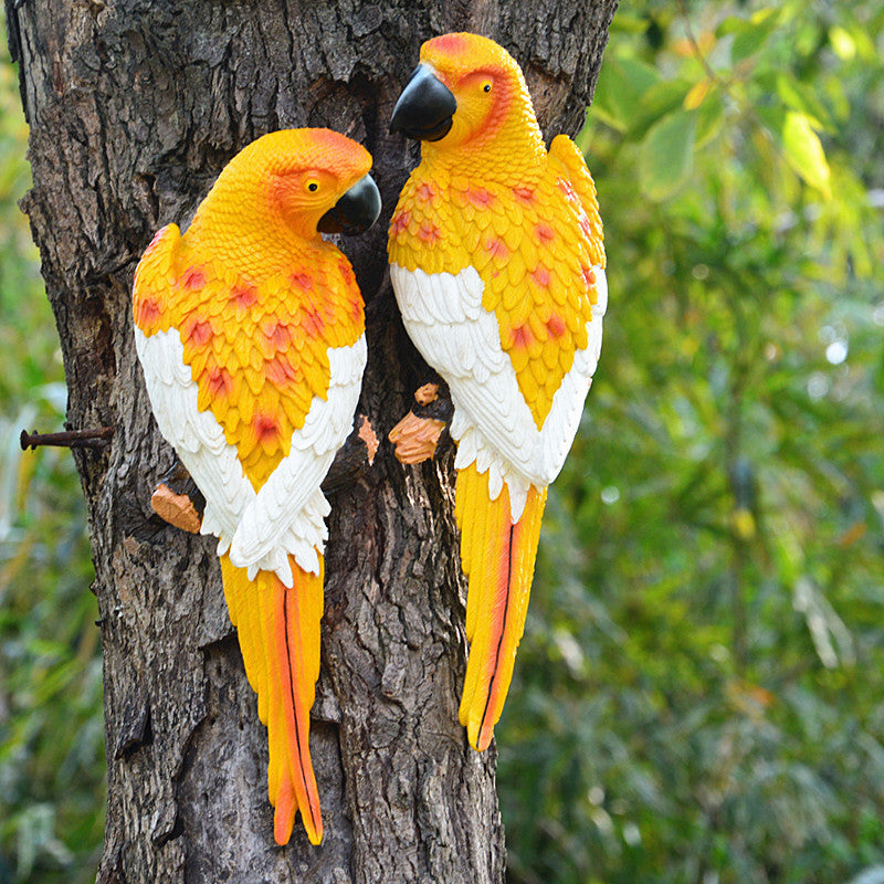 Cross-border supply simulation half-face parrot tree pendant wall decorations wall hanging bird model resin crafts