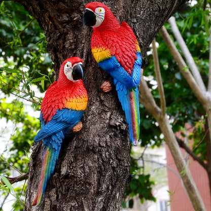 Cross-border supply simulation half-face parrot tree pendant wall decorations wall hanging bird model resin crafts