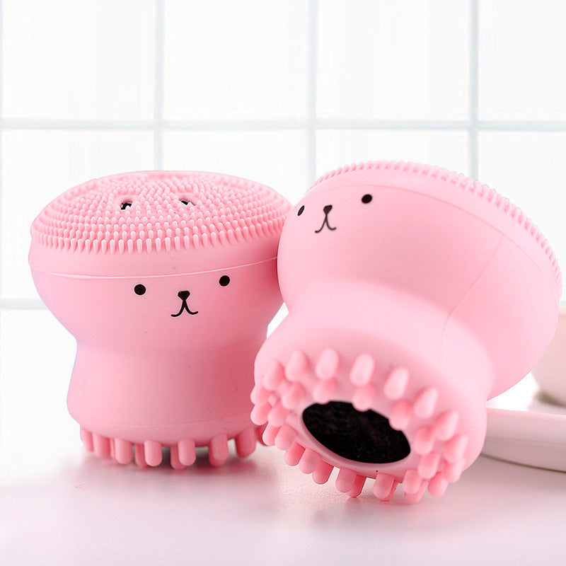 Mini Cartoon Octopus Silicone Facial Deep Cleaning Brush Silicone Manual Facial Cleaner Massager Skin Care Massage Tools