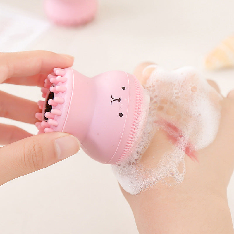 Mini Cartoon Octopus Silicone Facial Deep Cleaning Brush Silicone Manual Facial Cleaner Massager Skin Care Massage Tools