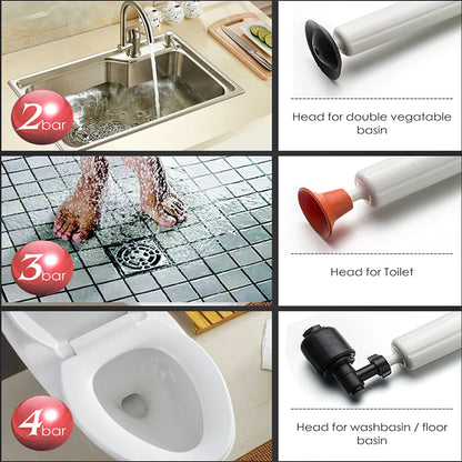 High Pressure Toilet Plunger Air Drain Blaster Pump Cleaner Plunger Toilets Bathroom Kitchen Shower Cleaner Kit