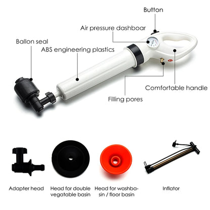 High Pressure Toilet Plunger Air Drain Blaster Pump Cleaner Plunger Toilets Bathroom Kitchen Shower Cleaner Kit