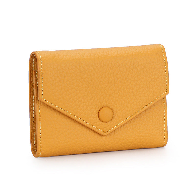 Leather wallet women's short simple folding tri-fold first layer cowhide wallet Japanese and Korean fashion new envelope coin purse