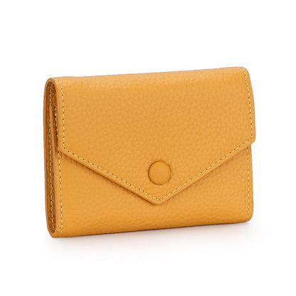 Leather wallet women's short simple folding tri-fold first layer cowhide wallet Japanese and Korean fashion new envelope coin purse