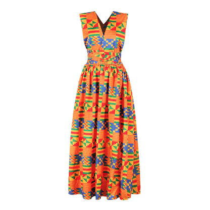 Amazon ebay African women's print DIY multi-wear sexy strappy dress Middle East slit floor-length skirt