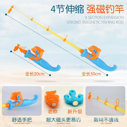 Induction fish children's luminous fishing toy boys and girls baby magnetic fishing pool set 136 years old