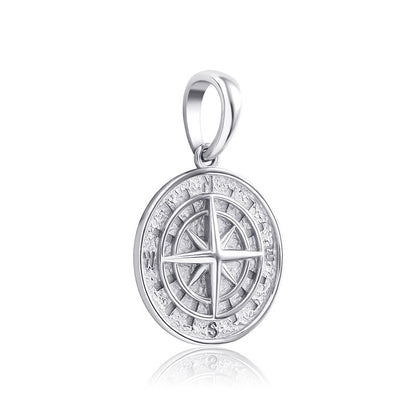 European and American Amazon hot selling 925 silver compass compass hip hop pendant necklace jewelry accessories men and women necklace