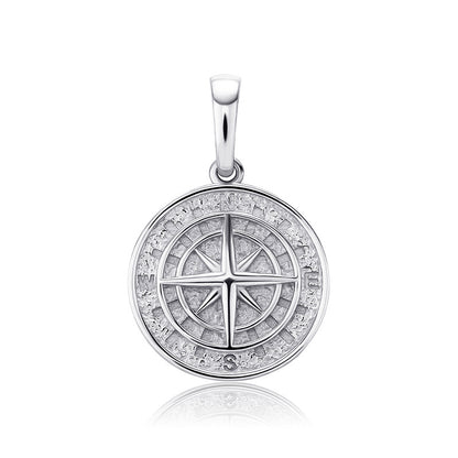 European and American Amazon hot selling 925 silver compass compass hip hop pendant necklace jewelry accessories men and women necklace