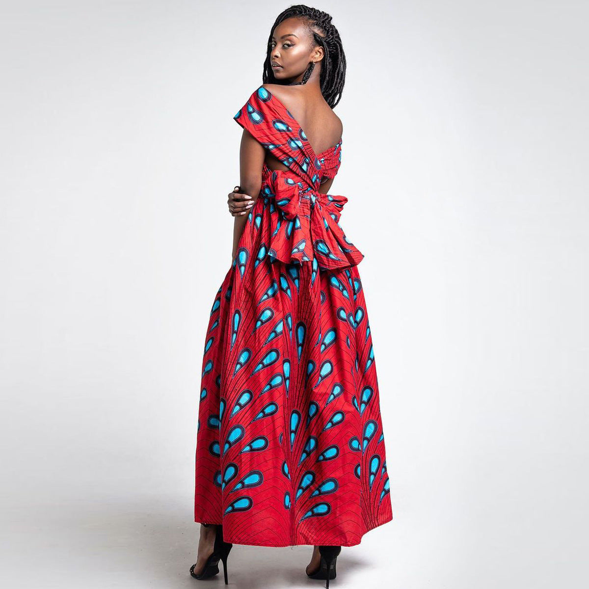 Amazon ebay African women's print DIY multi-wear sexy strappy dress Middle East slit floor-length skirt