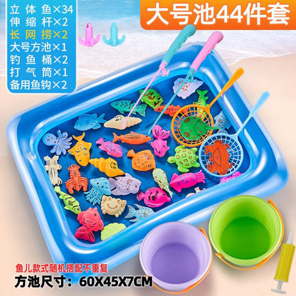 Induction fish children's luminous fishing toy boys and girls baby magnetic fishing pool set 136 years old