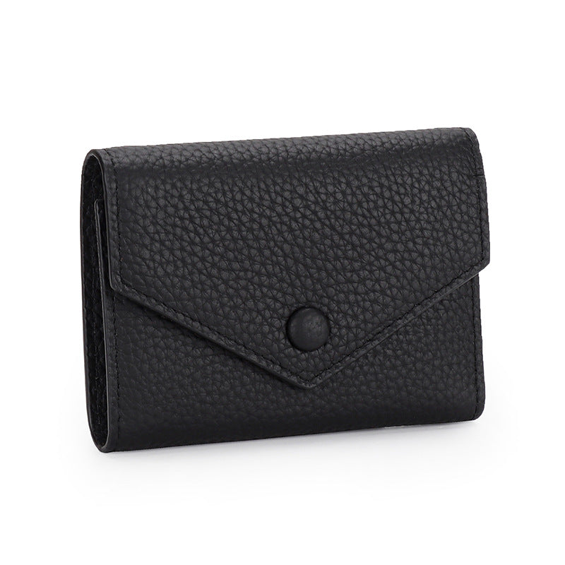 Leather wallet women's short simple folding tri-fold first layer cowhide wallet Japanese and Korean fashion new envelope coin purse