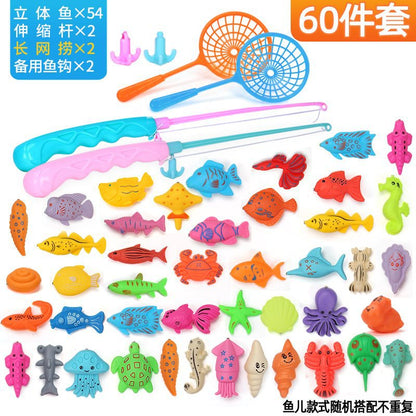 Induction fish children's luminous fishing toy boys and girls baby magnetic fishing pool set 136 years old