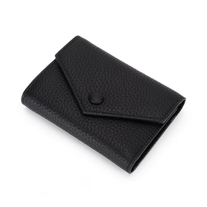 Leather wallet women's short simple folding tri-fold first layer cowhide wallet Japanese and Korean fashion new envelope coin purse