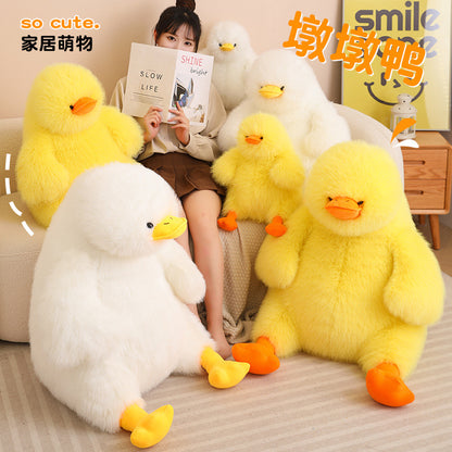 Cute duck doll fluffy big doll cute big yellow duck plush toy as a girlfriend's bedside pillow