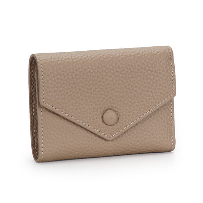 Leather wallet women's short simple folding tri-fold first layer cowhide wallet Japanese and Korean fashion new envelope coin purse