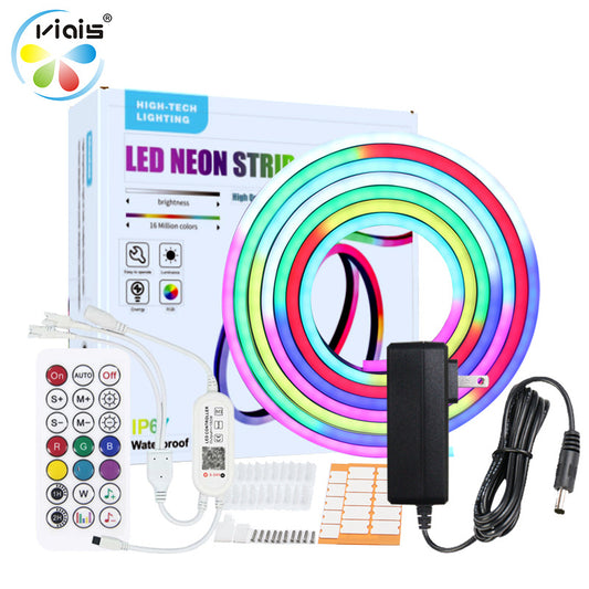 New LED colorful neon light strip set 5050RGB outdoor waterproof decoration flexible voice-activated silicone soft light strip