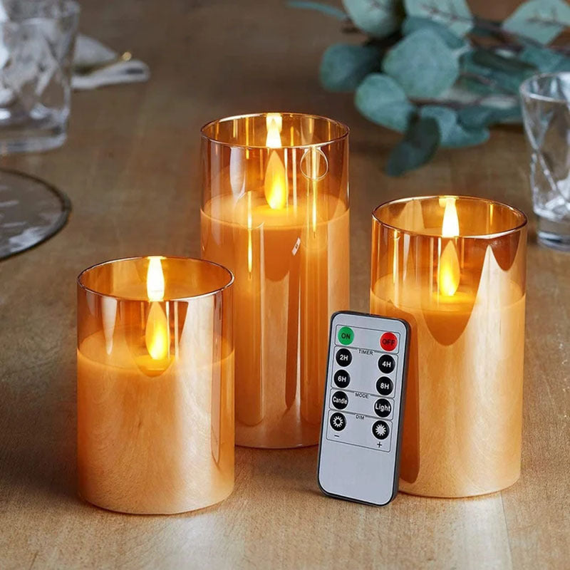 Electroplated glass electronic candle holder European romantic wedding hotel party candle holder decorative ornaments LED simulation wax