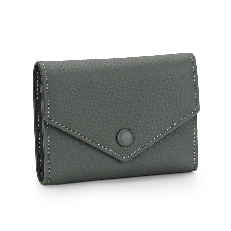 Leather wallet women's short simple folding tri-fold first layer cowhide wallet Japanese and Korean fashion new envelope coin purse