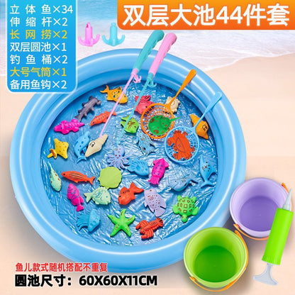 Induction fish children's luminous fishing toy boys and girls baby magnetic fishing pool set 136 years old