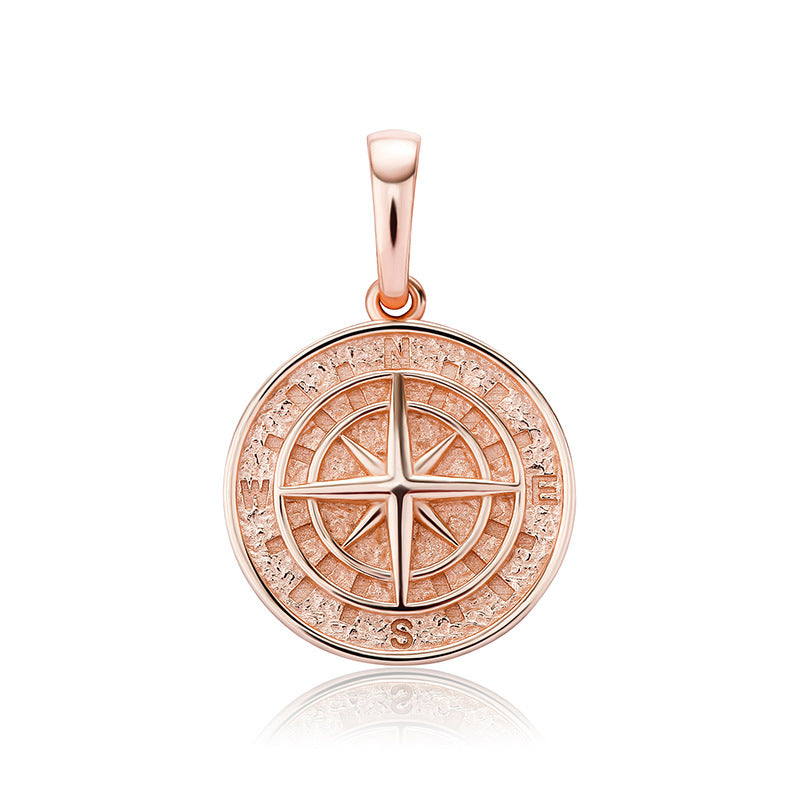 European and American Amazon hot selling 925 silver compass compass hip hop pendant necklace jewelry accessories men and women necklace