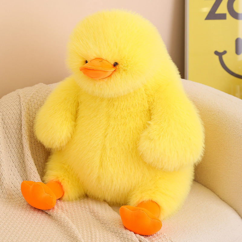 Cute duck doll fluffy big doll cute big yellow duck plush toy as a girlfriend's bedside pillow