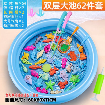 Induction fish children's luminous fishing toy boys and girls baby magnetic fishing pool set 136 years old