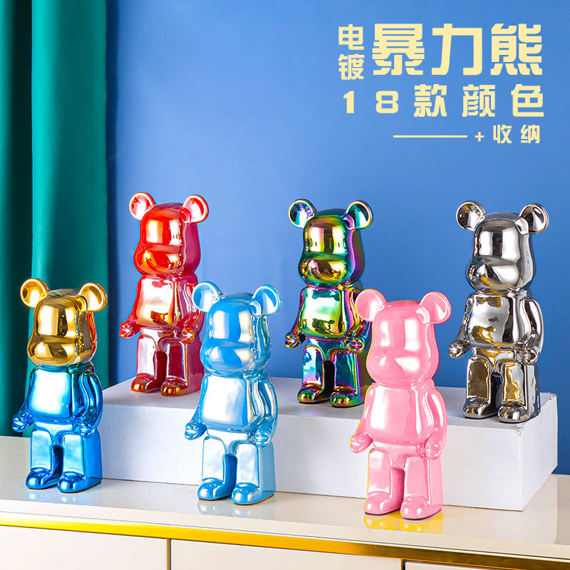 Violent bear ornaments living room light luxury desktop floor-standing ceramic high-end home children's room decoration piggy bank gift