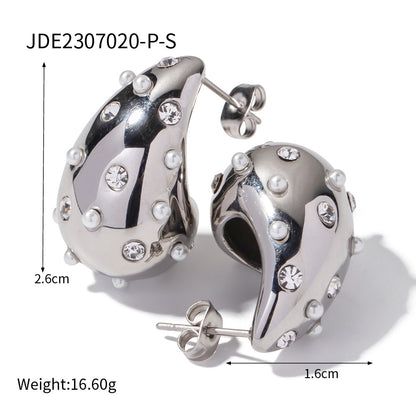 High-end design 18K gold chubby water drop titanium steel earrings INS women's fashion all-match geometric earrings wholesale