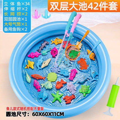 Induction fish children's luminous fishing toy boys and girls baby magnetic fishing pool set 136 years old